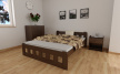 Postel Nika 160 x 200 cm ořech masiv borovice zvýšená + rošt