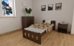 Postel Nika 90 x 200 cm ořech masiv borovice zvýšená + rošt