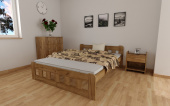 Postel Nika 180 x 200 cm dub masiv borovice zvýšená + rošt