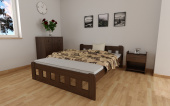 Postel Nika 160 x 200 cm ořech masiv borovice zvýšená + rošt ZDARMA