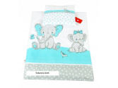 Povlečení do postýlky 135/100 cm - sloníci tyrkys