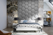 Čalouněný nástěnný panel Hexagon 40 x 34,5 x 5 cm šedá