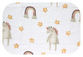 Plena bavlna potisk - koník a duha