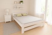 Postel zvýšená z masivu Halina 160x200 cm bílá + rošt ZDARMA