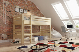 Poschodová posteľ Vojtěch 3v1 90/200 cm - ŠEDÁ + rošty ZADARMO