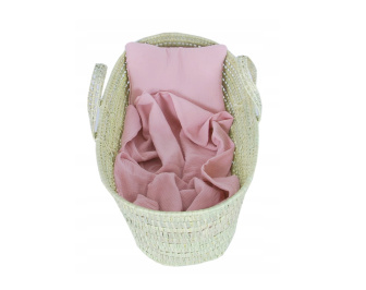 Vankúšik + deka do kočíka mušelín - ružová