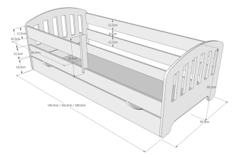 Postel Kvido 180/80 cm - bílá + matrace + šuplík