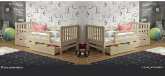 Postel z masivu Uberto 80x200 cm - ŠEDÁ + 2 šuplíky + rošt ZDARMA