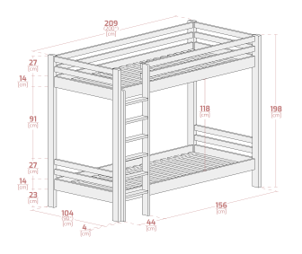 Poschodová posteľ Olivia biela 90/200 cm + šuplík + rošty ZADARMO
