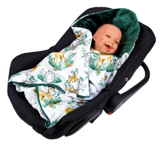Obojstranná deka do kočíka minky 80x80 cm- lesné zvieratká