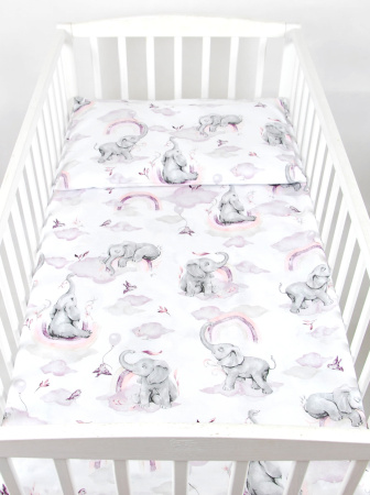 Souprava do postýlky 3 díly - slůně růžová