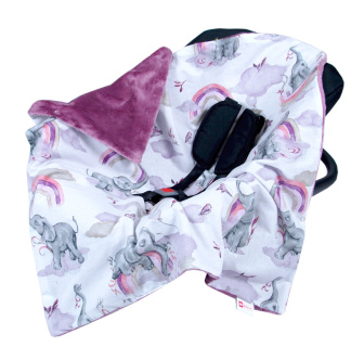 Obojstranná deka do kočíka minky 80x80 cm sloníci