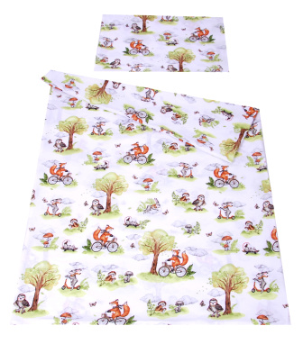 Súprava do postielky 3 diely - Líška na bicykli