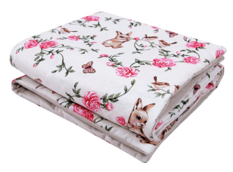 Velvet bavlněná deka 100 x 75 cm - zajíček a růže