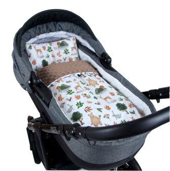 Polštářek + deka do kočárku minky - nr.152 / les