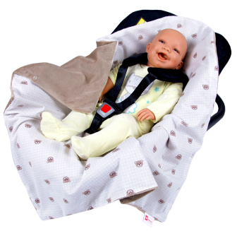 Obojstranná deka do kočíka minky 80x80 cm - medvede