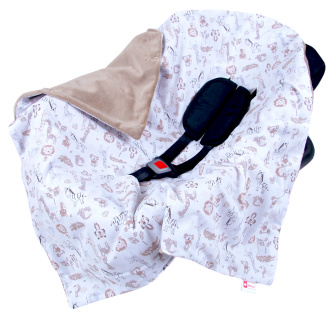 Oboustranná deka do kočárku minky 80x80 cm - safari