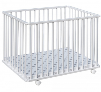 Ohrádka buková skládací + kolečka 100/100 cm - bílá