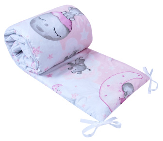 Súprava do postielky 135/100 cm  3 diely - Slon na Mesiaci / ružová