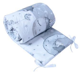 Súprava do postielky 135/100 cm 3 diely - Slon na Mesiaci / sivá