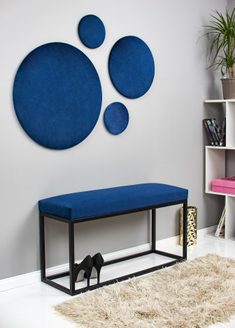 Čalúnený nástenný panel kolo - priemer 30 cm, výška 5 cm - šedá