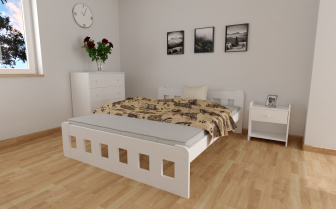 Postel Nika bílá 140 x 200 cm  masiv borovice zvýšená + rošt ZDARMA