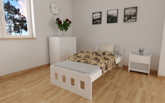 Posteľ Nika biela 90 x 200 cm  masív borovice zvýšená  + rošt ZADARMO