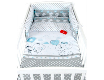 Souprava do postýlky 135/100 cm 3 díly - slůňata modrá