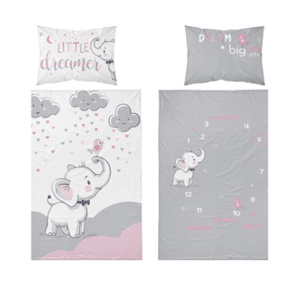Obliečky do postieľky z bambusového vlákna 100x135 cm - Sloník