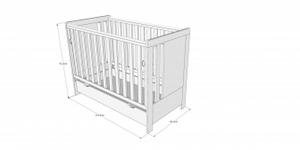 Postýlka 120/60 cm Birds se spouštěcí bočnicí - bílá