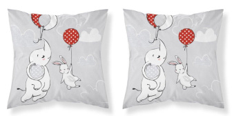 Dětský potah na polštář 40x40 cm - Slůně s králíčkem / šedá