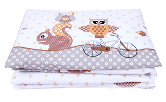 Obliečky do postielky 120/90 cm - sovička béžová