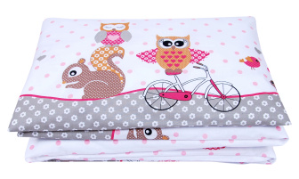 Povlečení do postýlky 120/90 cm - sovička růžová