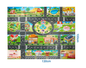 Detská hracia podložka vzdelávacia 130x100 cm - mestečko