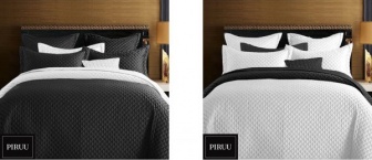 Přehoz na postel 220/200 cm bílo-černý