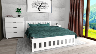 Postel Abby 140/200 cm masiv borovice - bílá + rošt ZDARMA