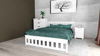 Postel Abby 90/200 cm biela masív borovice + rošt ZADARMO