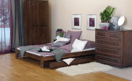 Postel Adam 140 x 200 cm ořech masiv borovice