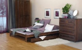 Postel Adam 120 x 200 cm ořech masiv borovice + matrace Vitality