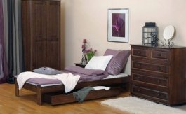 Postel Adam 90 x 200 cm ořech masiv borovice + matrace Relax