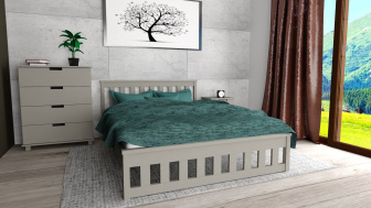 Postel Abby 90/200 cm šedá masiv borovice + rošt ZDARMA