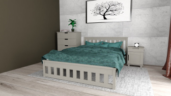 Postel Abby 140/200 cm masiv borovice - šedá + rošt ZDARMA