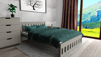 Postel Abby 160/200 cm masiv borovice - šedá + rošt ZDARMA