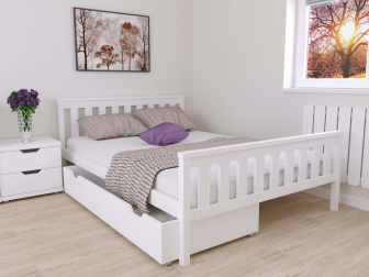 Posteľ z masívu Agata 160x200 cm - Bielá + matrac Super-flex + rošt ZADARMO