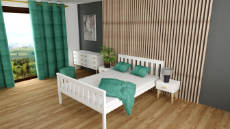 Postel Agata 140/200 cm masív borovice - biela + rošt ZADARMO