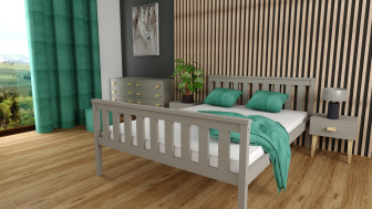 Postel Agata 160/200 cm masiv borovice - šedá + rošt ZDARMA