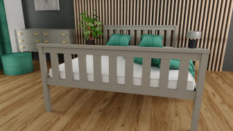 Postel Agata 140/200 cm masiv borovice - šedá + rošt ZDARMA