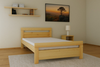Postel z masivu borovice 3,5 cm Nova 90x200 cm + rošt ZDARMA