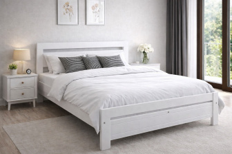 Postel z masivu borovice Amor 180x200 cm - BÍLÁ + rošt ZDARMA