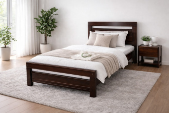 Postel z masivu borovice Amor 90x200 cm - OŘECH + rošt ZDARMA